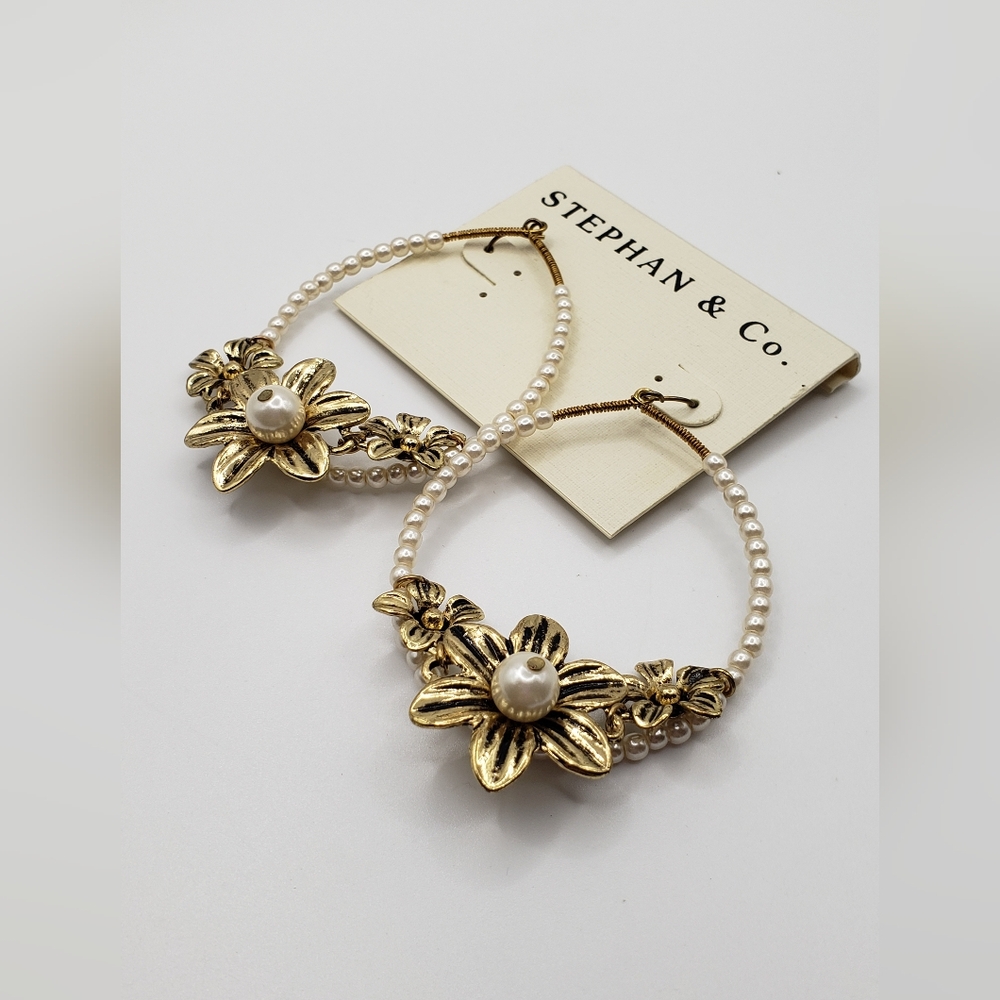 Stephan & Co Hoop & Pearl Earrings
